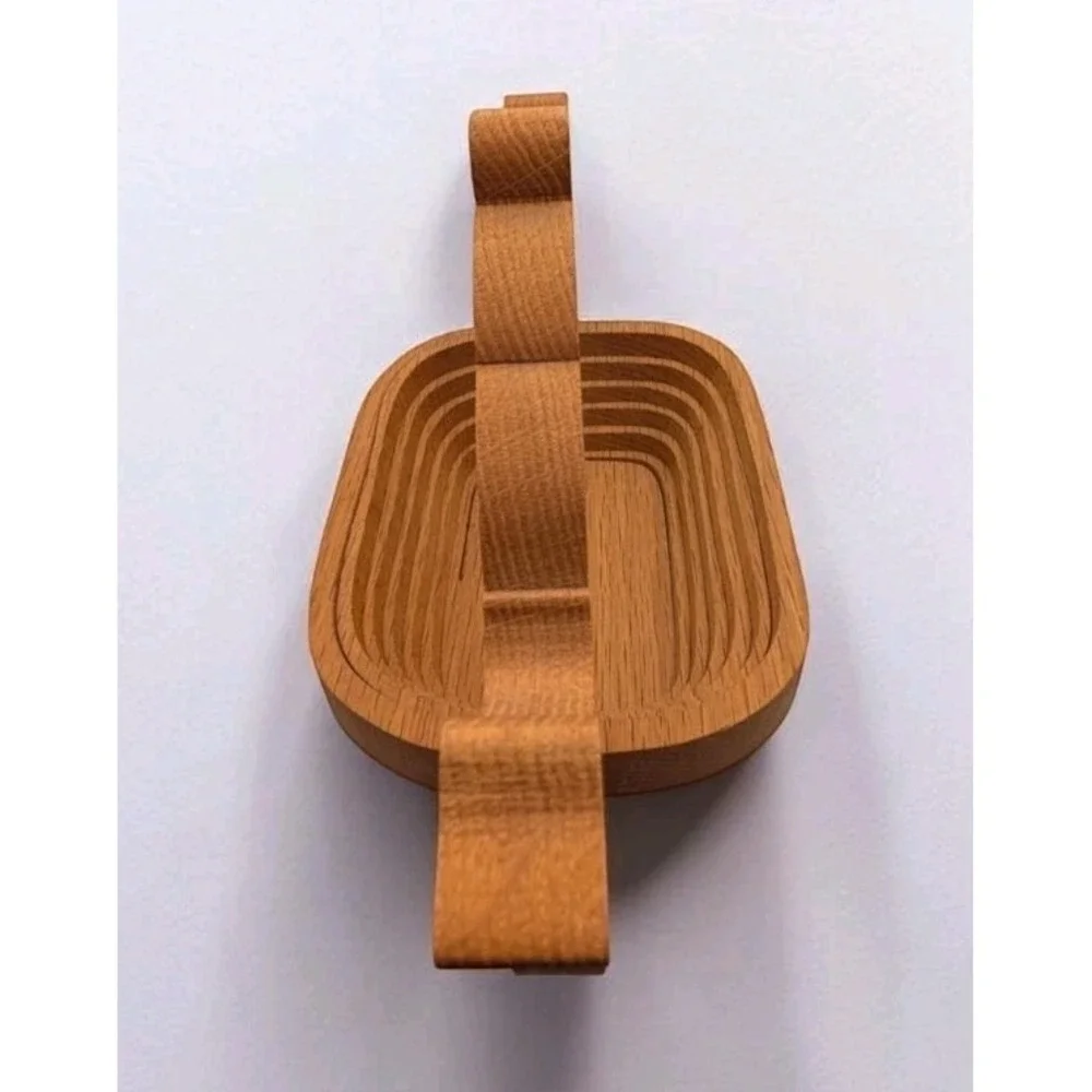 John Keim Pear Tree Basket Collapsible Accordion Wood Teapot Shape Signed‎ 1990s